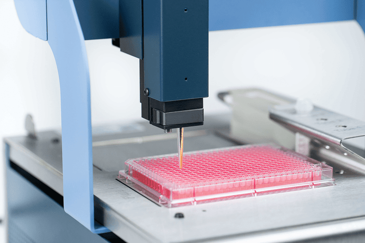 DispenCell Single-Cell Dispenser bei der Arbeit, Nahaufnahme