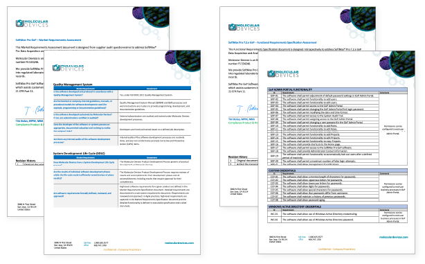 GxP-Bewertungsfragebogen für die SoftMax Pro GxP Software